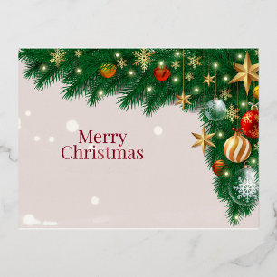 Elegant Christmas Ornament Greeting Foil Holiday Postcard