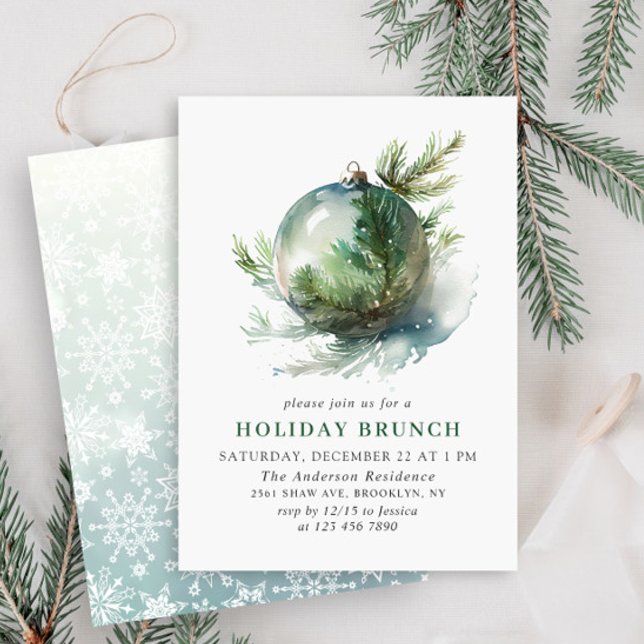 Elegant Christmas Ornament HOLIDAY BRUNCH Invitation (Creator Uploaded)