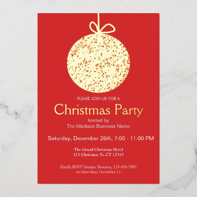 Elegant Christmas Ornament Holiday Party Invite (Front)