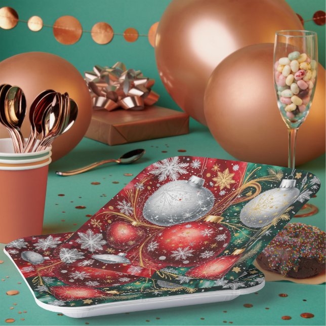 Elegant Christmas Ornament Paper Plate (Multi)
