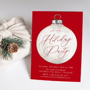 Elegant Christmas Ornament Red Holiday Party Invitation