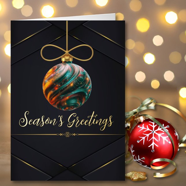 Elegant Christmas Ornament Season’s Greetings Foil Greeting Card (Creator Uploaded)