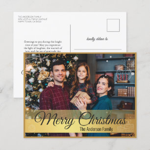 Elegant Christmas Ornaments Gold Frame Photo Holiday Postcard