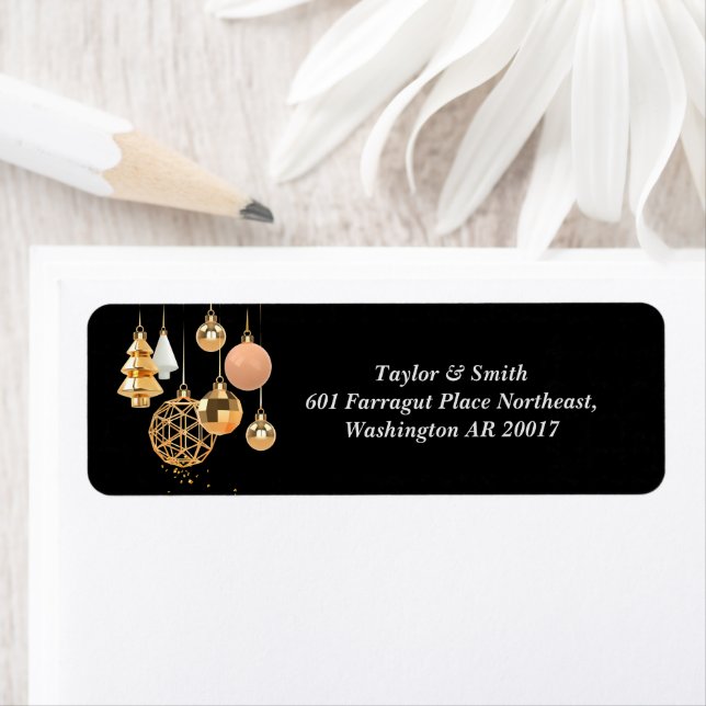 Elegant Christmas Ornaments Return Address Label (Insitu)