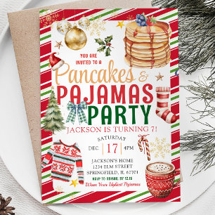 Elegant Christmas Pancake Pyjamas Holiday Birthday Invitation