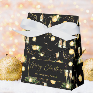 Elegant Christmas Party Black & Gold Favour Box