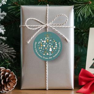 Elegant Christmas Party Festive Holiday Minimalist Classic Round Sticker