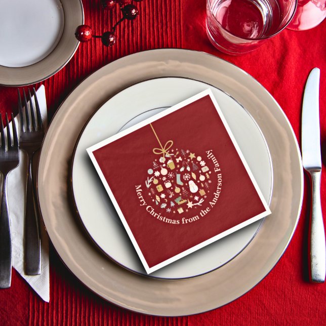 Elegant Christmas Party Festive Holiday Minimalist Napkin (Creator Uploaded)