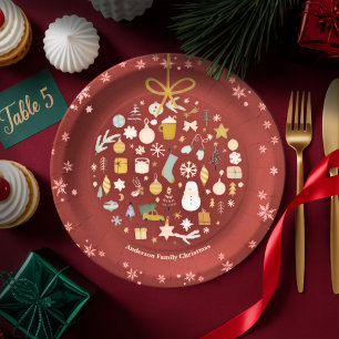 Elegant Christmas Party Festive Holiday Minimalist Paper Plate