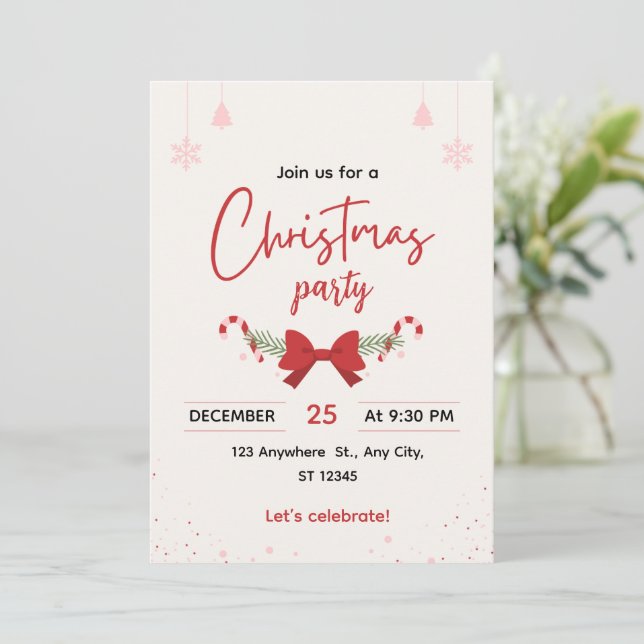 Elegant Christmas Party Invitation (Standing Front)