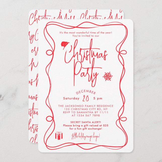 Elegant Christmas Party Invitation (Front/Back)
