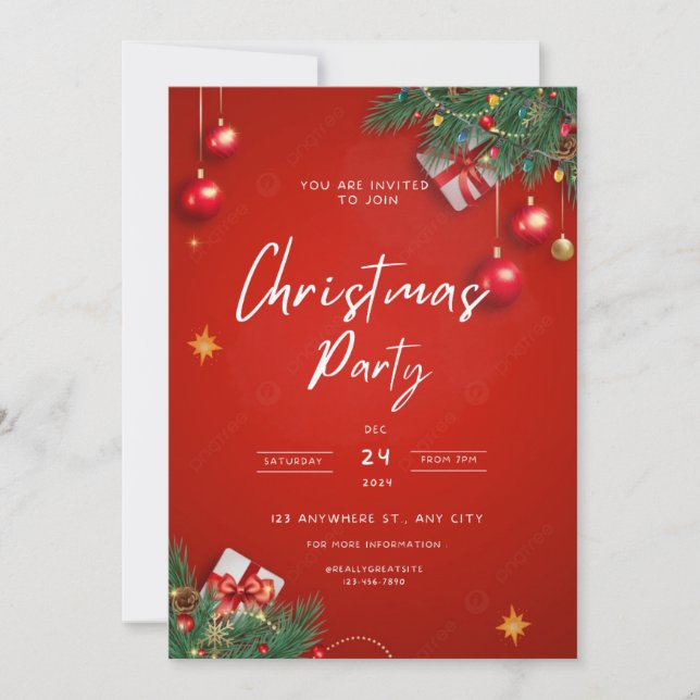 Elegant Christmas Party  Invitation (Front)