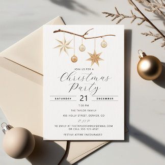 Elegant Christmas Party Invitation with Gold Stars