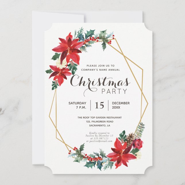 Elegant Christmas Party Modern Invitation (Front)