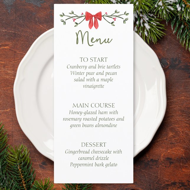 Elegant Christmas Party or Wedding Menu with Bow (Creator Uploaded)