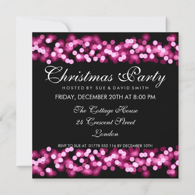 Elegant Christmas Party Pink Hollywood Glam Invitation (Front)