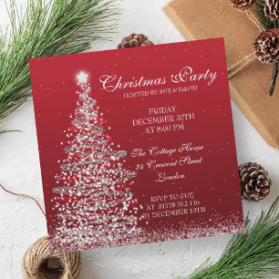 Elegant Christmas Party Red Invitation