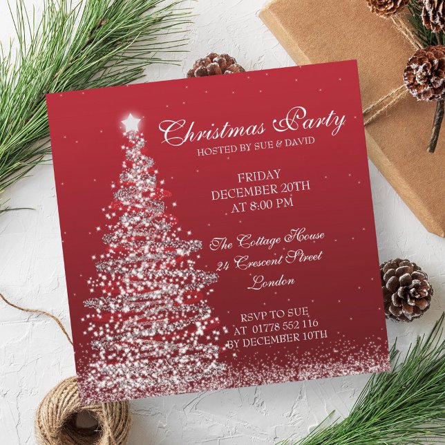 Elegant Christmas Party Red Invitation (Elegant Christmas Party Red Invitation)