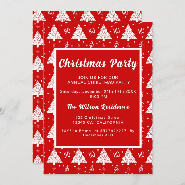 Elegant Christmas Party Red Invitation (Front/Back)