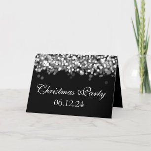 Elegant Christmas Party Silver Shimmering Lights Invitation