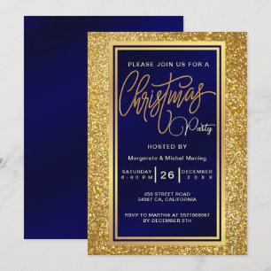 Elegant Christmas Party Sparkle Golden glitter Invitation