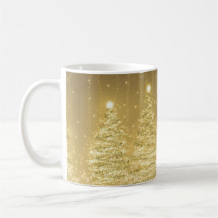 Elegant Christmas Party Sparkling Trees Gold  Coffee Mug
