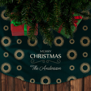 Elegant Christmas Pattern Abstract Gold Floral Brushed Polyester Tree Skirt