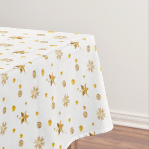 Elegant Christmas Pattern and Golden Confetti Tablecloth