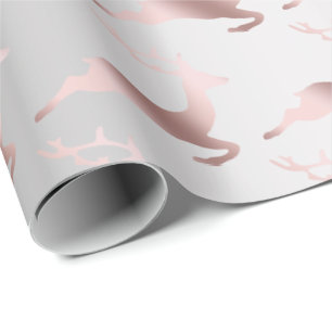 Elegant Christmas Pattern In Rose Gold & Silver Wrapping Paper