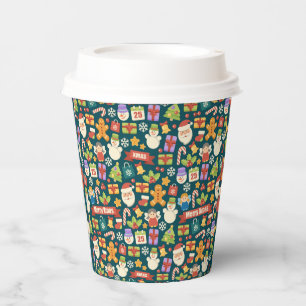Elegant Christmas Pattern- Merry Christmas Design Paper Cups