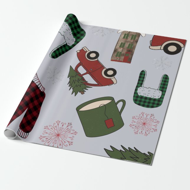 Elegant Christmas Pattern   Wrapping Paper (Unrolled)
