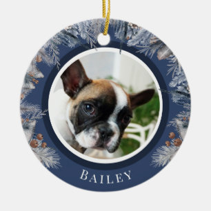 Elegant Christmas Pet Photo Ceramic Ornament