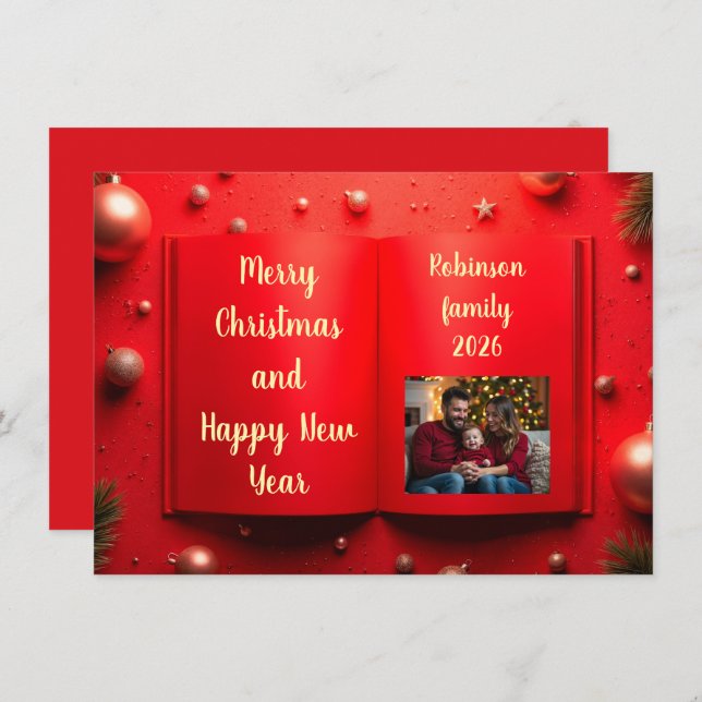 Elegant Christmas photo card 2026 (Front/Back)