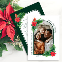 Elegant Christmas Photo Card with Message on Back