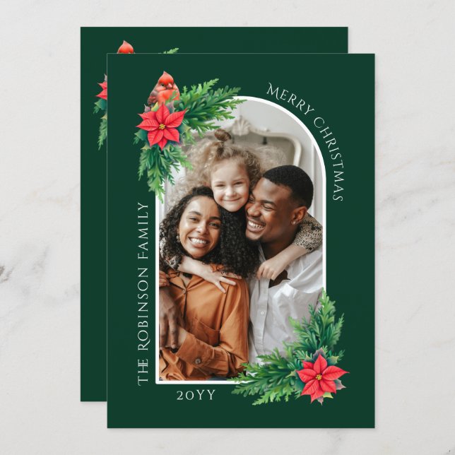 Elegant Christmas Photo Card with Message on Back (Front/Back)