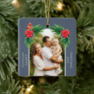 Elegant Christmas Photo  Ceramic Ornament