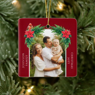 Elegant Christmas Photo  Ceramic Ornament
