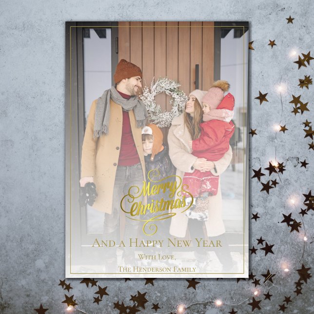 Elegant Christmas Photo | Gold Holiday Card (Gold Elegant Christmas Photo Holiday Card)