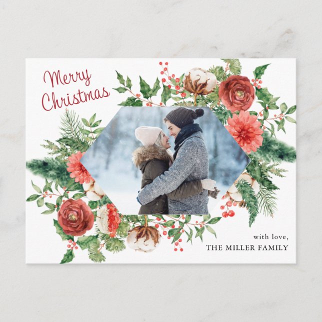 Elegant Christmas Photo Holiday Postcard (Front)