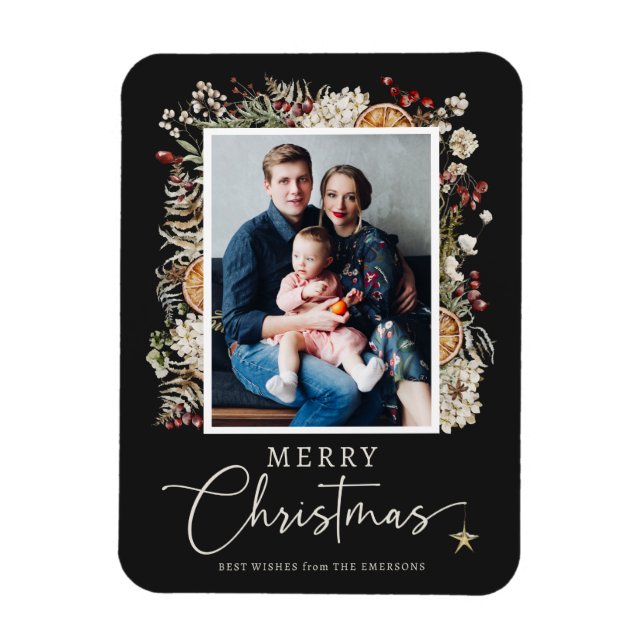 Elegant Christmas Photo Magnet (Vertical)