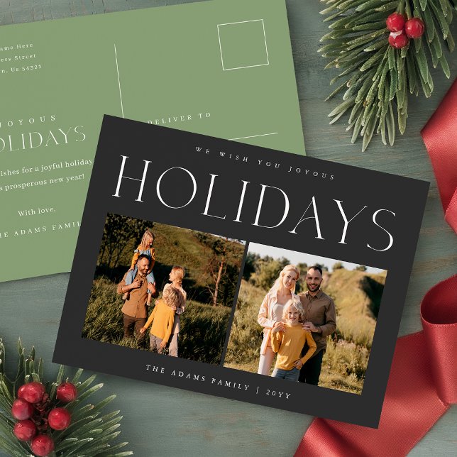 Elegant Christmas Photo | Modern Family Hoilday Postcard (Creator Uploaded)