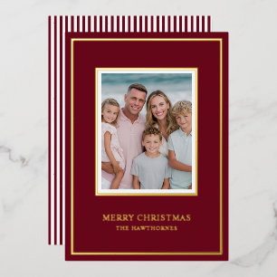 Elegant Christmas Photo Simple Foil Holiday Card