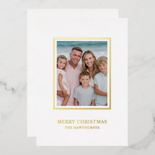 Elegant Christmas Photo Simple Foil Holiday Card