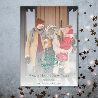 Elegant Christmas Photo | Teal Holiday Card