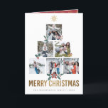 Elegant Christmas Photo Tree  Holiday Card<br><div class="desc">This card is the perfect way to send your friends and family a traditional folded holiday card with your own personal images. This design features 6 of your favorite Christmas family photos arranged on top of each other to form the shape of a Christmas tree. On the images there are...</div>