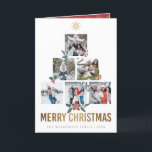 Elegant Christmas Photo Tree  Holiday Card<br><div class="desc">This card is the perfect way to send your friends and family a traditional folded holiday card with your own personal images. This design features 6 of your favorite Christmas family photos arranged on top of each other to form the shape of a Christmas tree. On the images there are...</div>