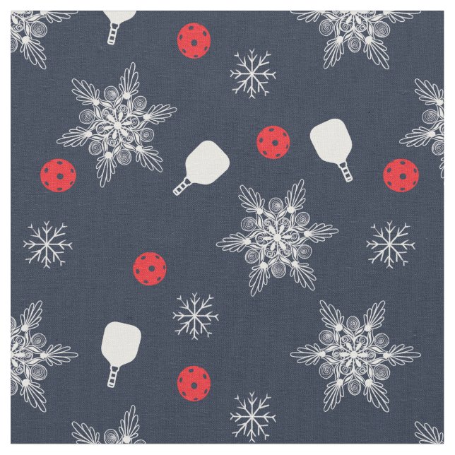 Elegant Christmas pickleball pattern, Fabric (Close Up)