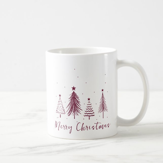 Elegant Christmas Pine Tree  Merry Christmas  Coffee Mug (Right)