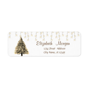 Elegant ,Christmas Pine Tree String Lights Return Address Label
