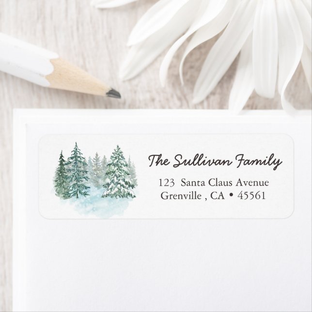 Elegant Christmas Pines Holiday Address Return Address Label (Insitu)